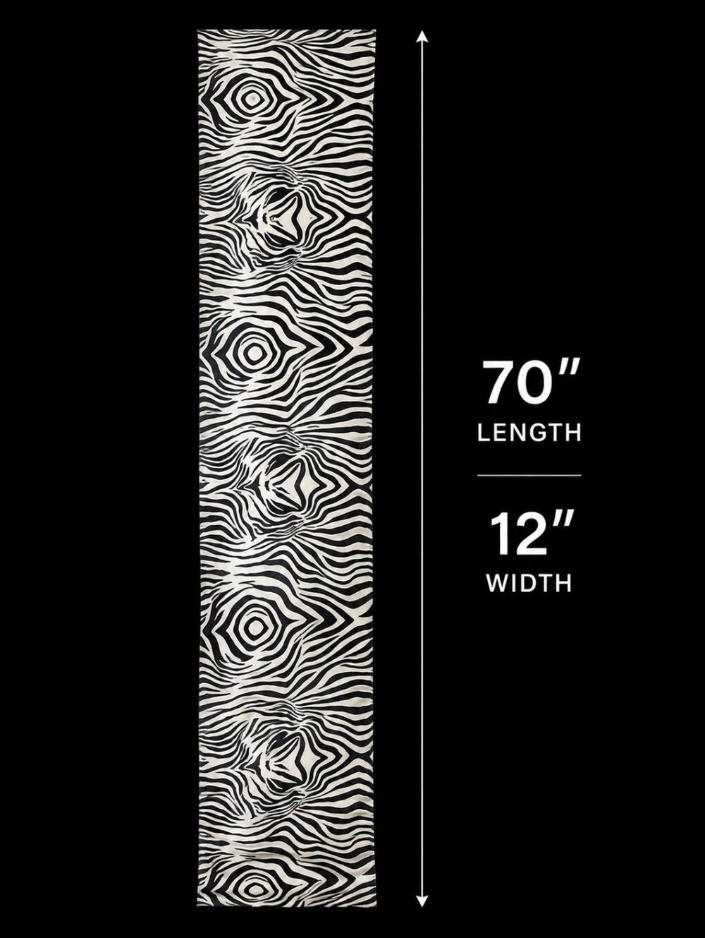 Zebra Print Silk Scarf Very Vollbracht Black White Oblong Vintage Wrap 70x12